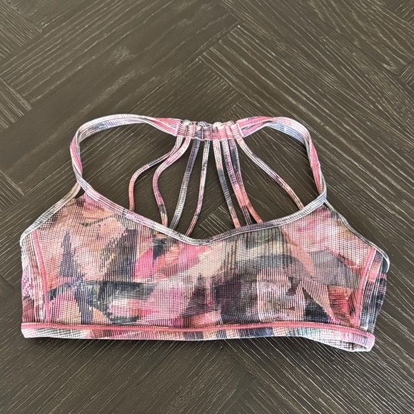 lululemon athletica Other - Lululemon Strappy Back Sports Bra Size 6 | Pink Black Lined Running Workout